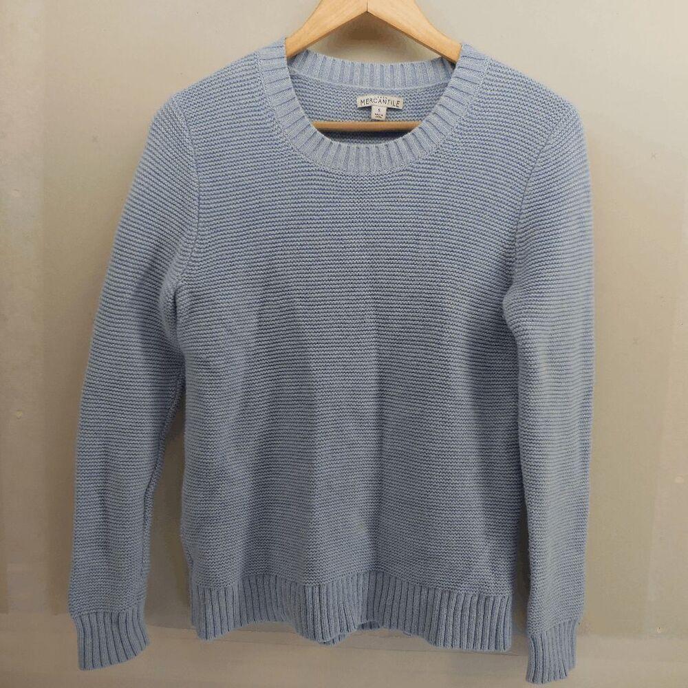 J. Crew Mercantile Sweater Merino Wool Blend Sweater Crew Neck Sky Blue Size S 4